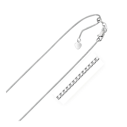 Size: 22'' - 14k White Gold Adjustable Box Chain (0.85 mm)