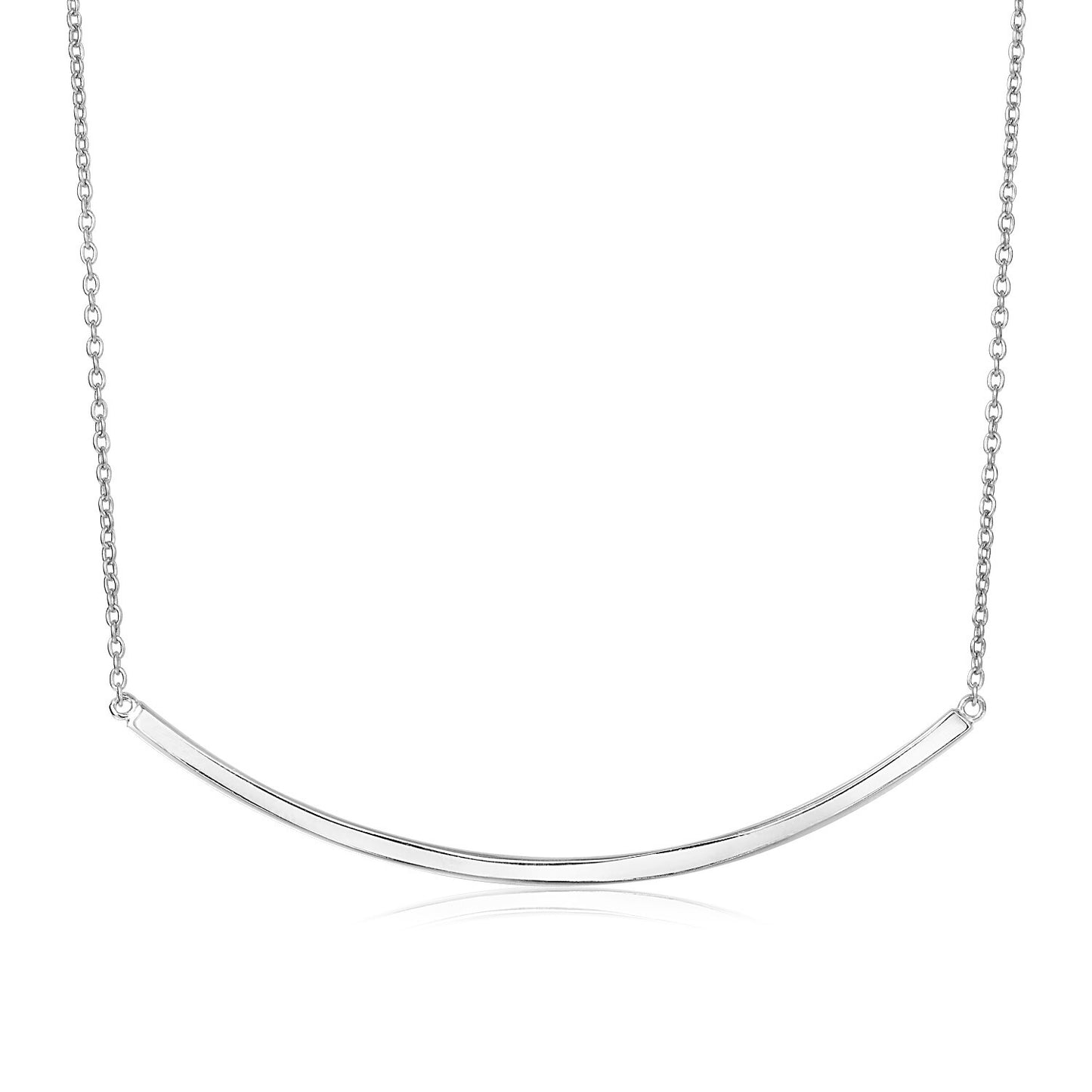 Size: 18'' - Sterling Silver Polished Curved Bar Necklace