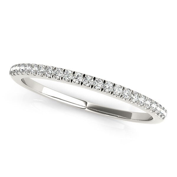 Size: 3.5 - 14k White Gold Classic Pave Set Diamond Wedding Band (1/8 cttw) - Chic and Sharp Jewelry