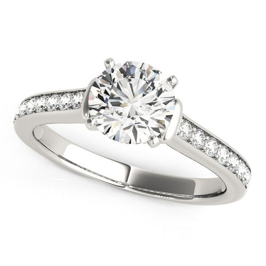 Size: 3.5 - 14k White Gold Round Diamond Engagement Ring Band Stones (1 1/8 cttw)