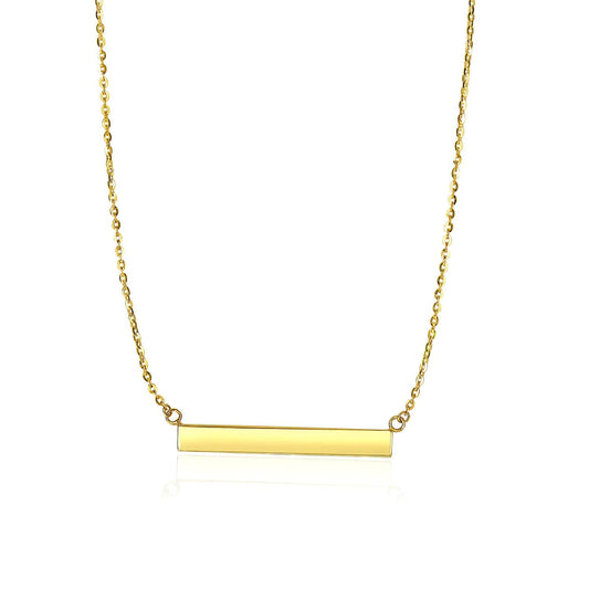 Size: 18'' - 14k Yellow Gold Chain Necklace with a Shiny Flat Bar