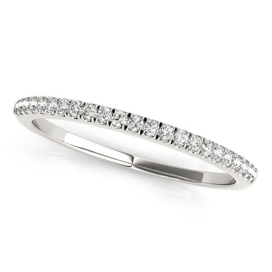 Size: 3.5 - 14k White Gold Diamond Pave Set Wedding Band (1/8 cttw)