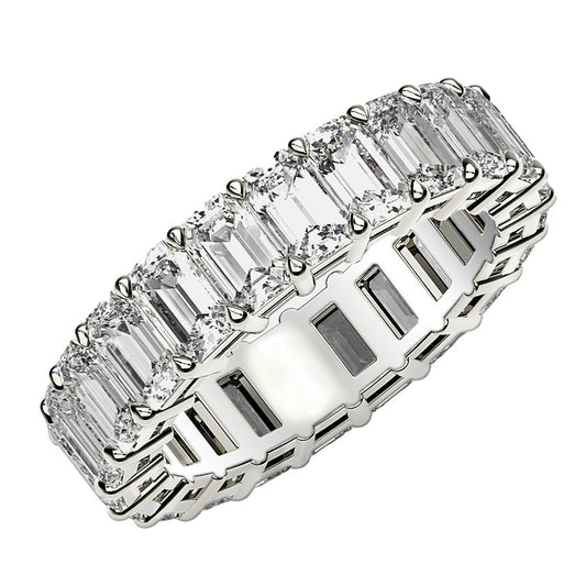 Size: 9 - Emerald Cut Lab Grown Diamond Eternity Ring in 14k White Gold (4 cttw FG/VS2)