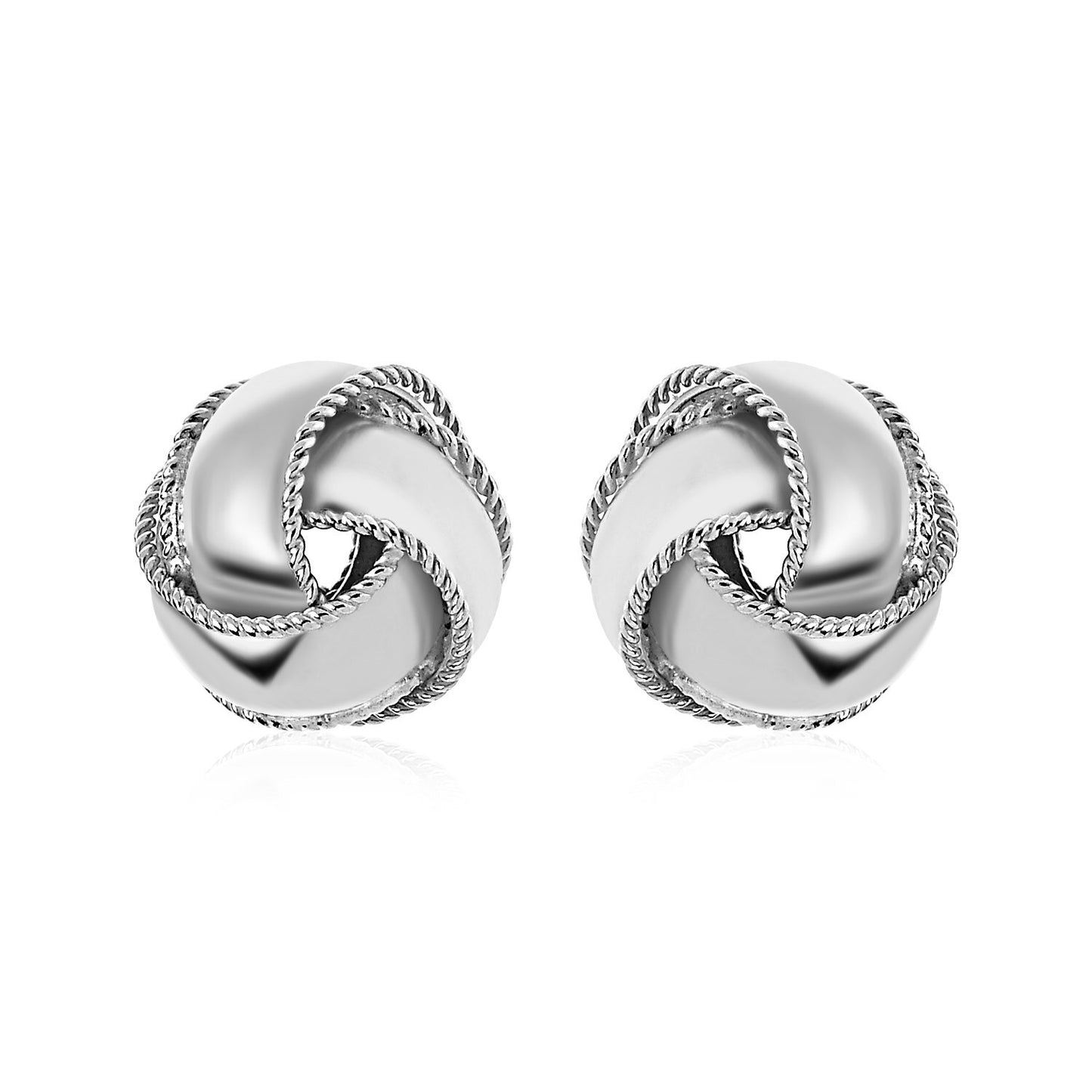 Textured and Polished Love Knot Earrings in Sterling Silver(13mm)