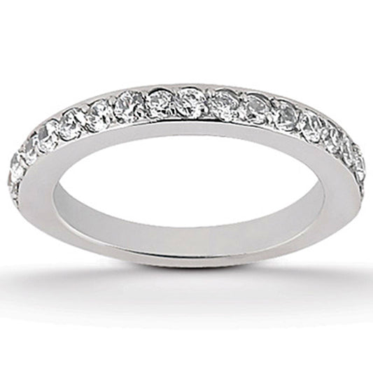 Size: 4.5 - 14k White Gold Pave Diamond Wedding Ring Band Set 1/2 Around