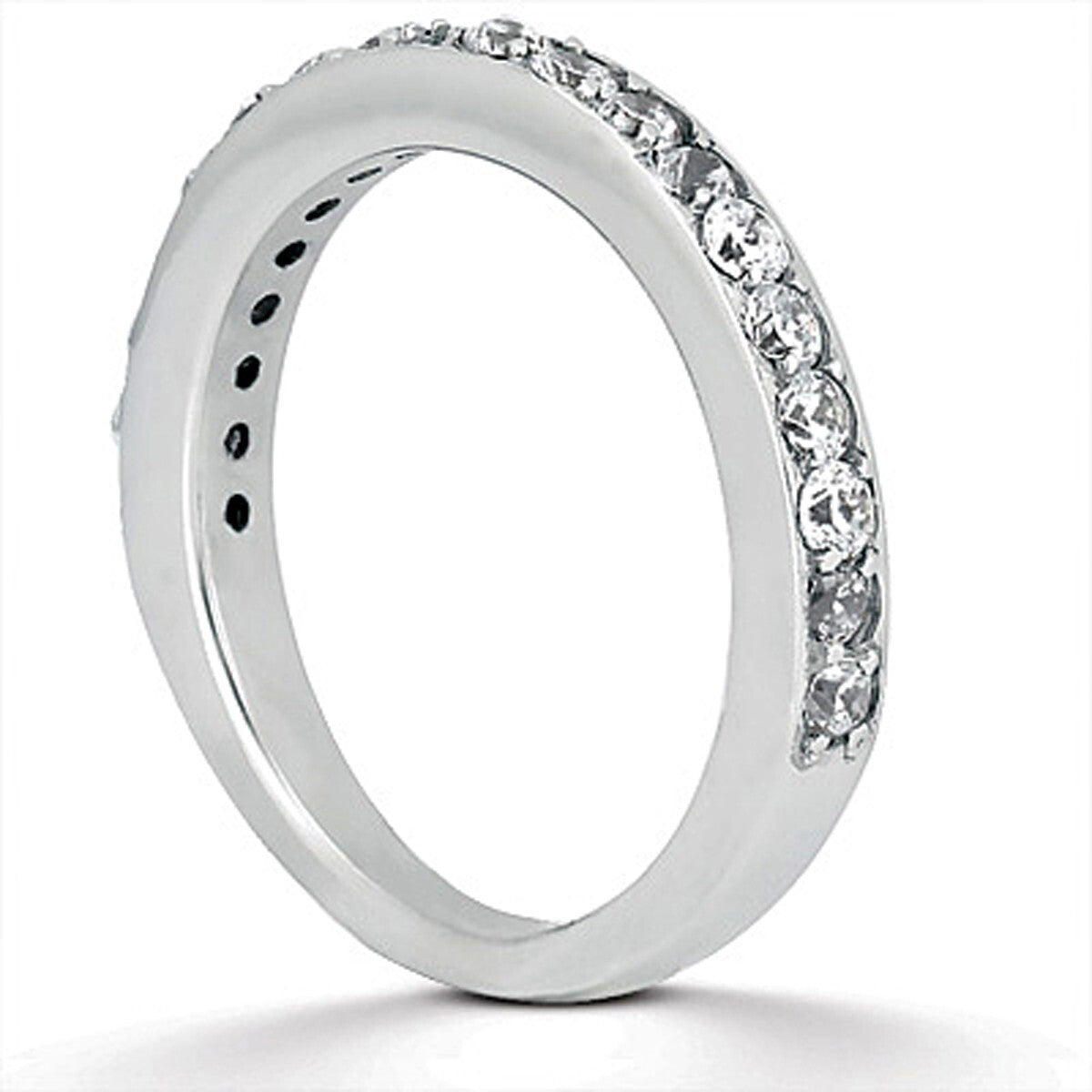 Size: 4.5 - 14k White Gold Pave Diamond Wedding Ring Band Set 1/2 Around