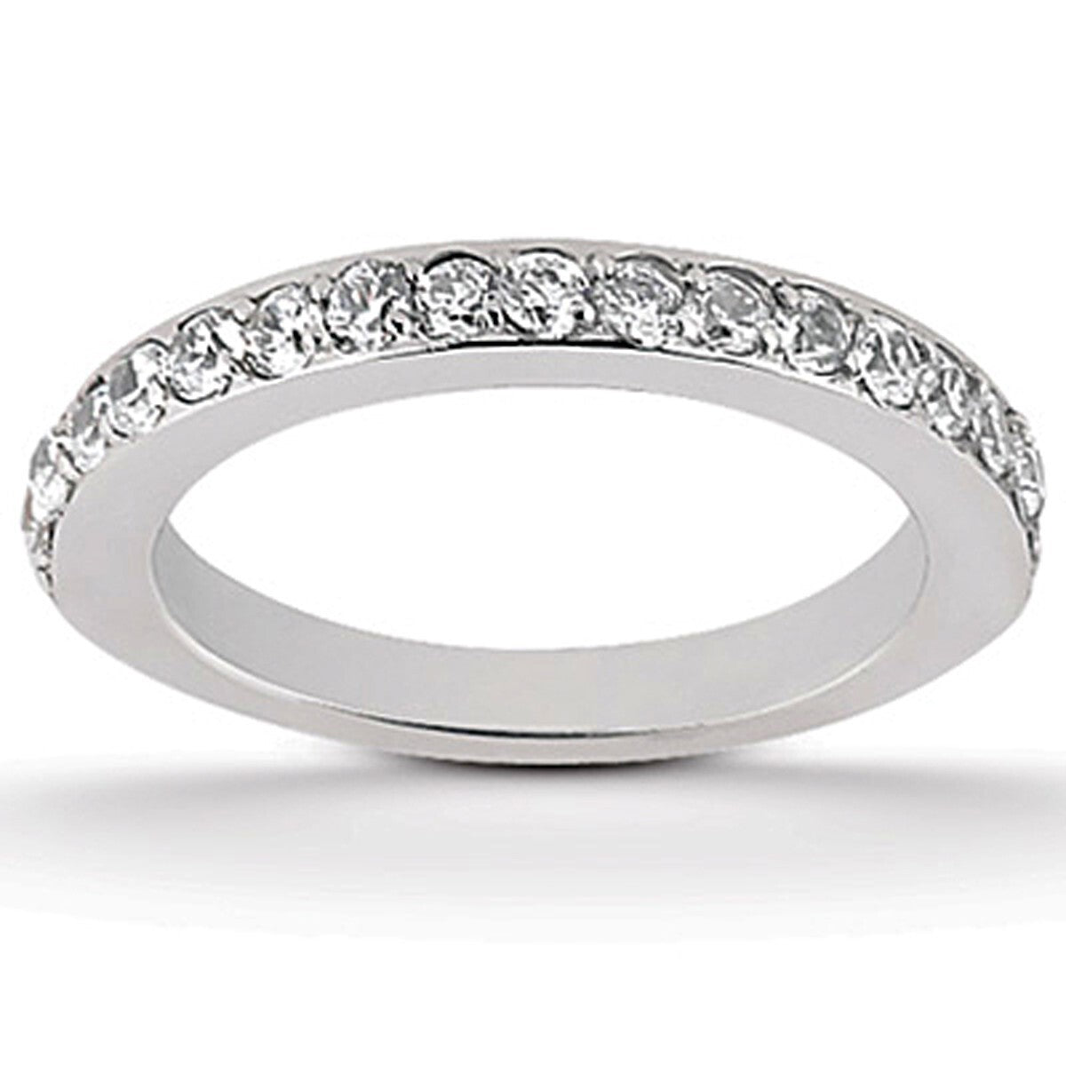 Size: 6.5 - 14k White Gold Pave Diamond Wedding Ring Band Set 1/2 Around