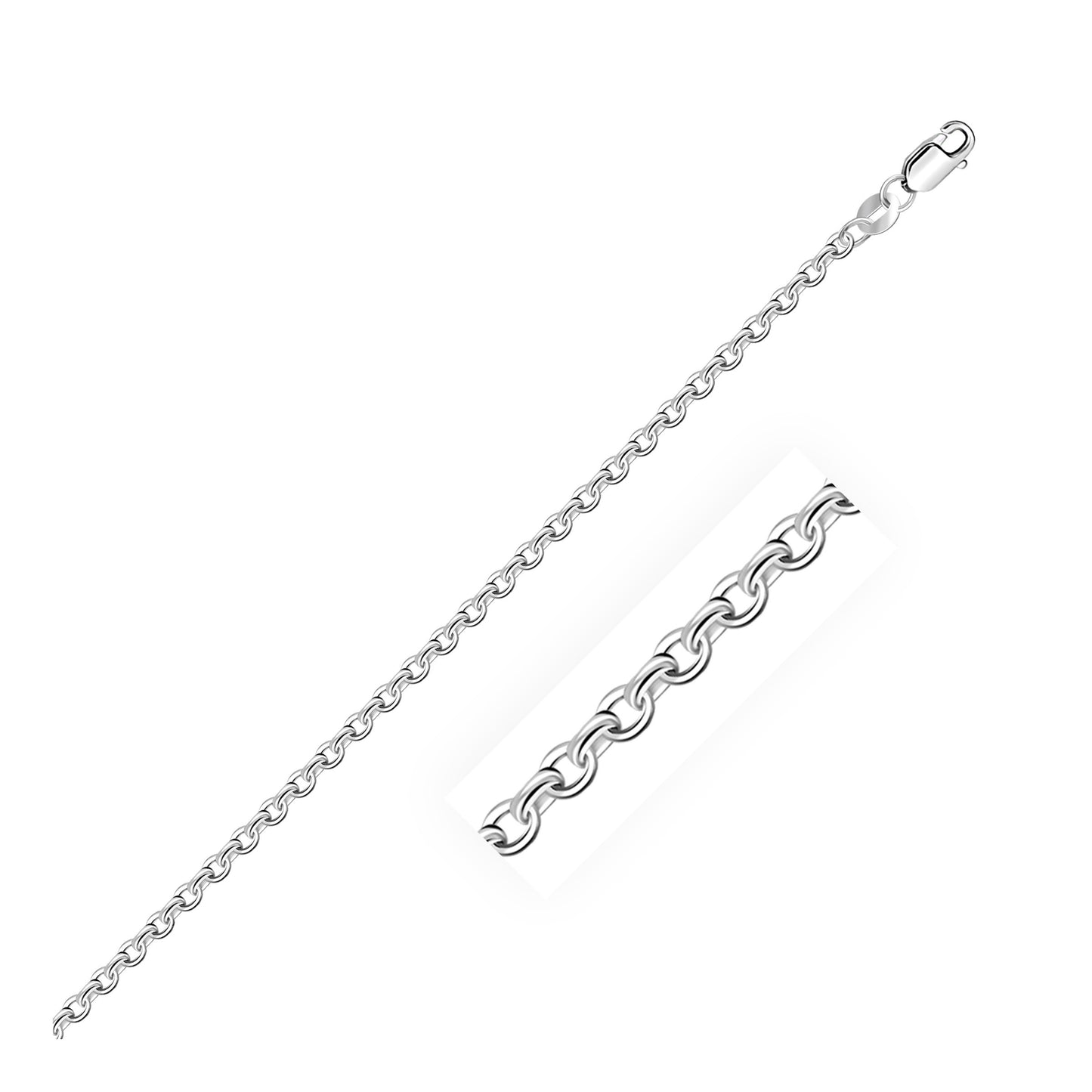 Size: 18'' - Sterling Silver Rhodium Plated Cable Chain (2.75 mm)