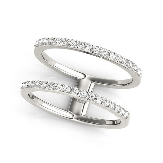 Size: 3.5 - 14k White Gold Dual Band Design Ring with Diamonds (1/3 cttw)