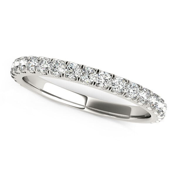 Size: 3.5 - 14k White Gold Round Pave Setting Diamond Wedding Band (3/8 cttw)