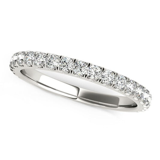 Size: 4.5 - 14k White Gold Round Pave Setting Diamond Wedding Band (3/8 cttw)