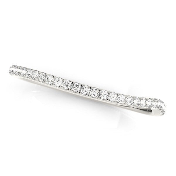 Size: 3.5 - 14k White Gold Slim Curved Diamond Wedding Ring (1/10 cttw)