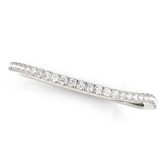 Size: 4 - 14k White Gold Slim Curved Diamond Wedding Ring (1/10 cttw)