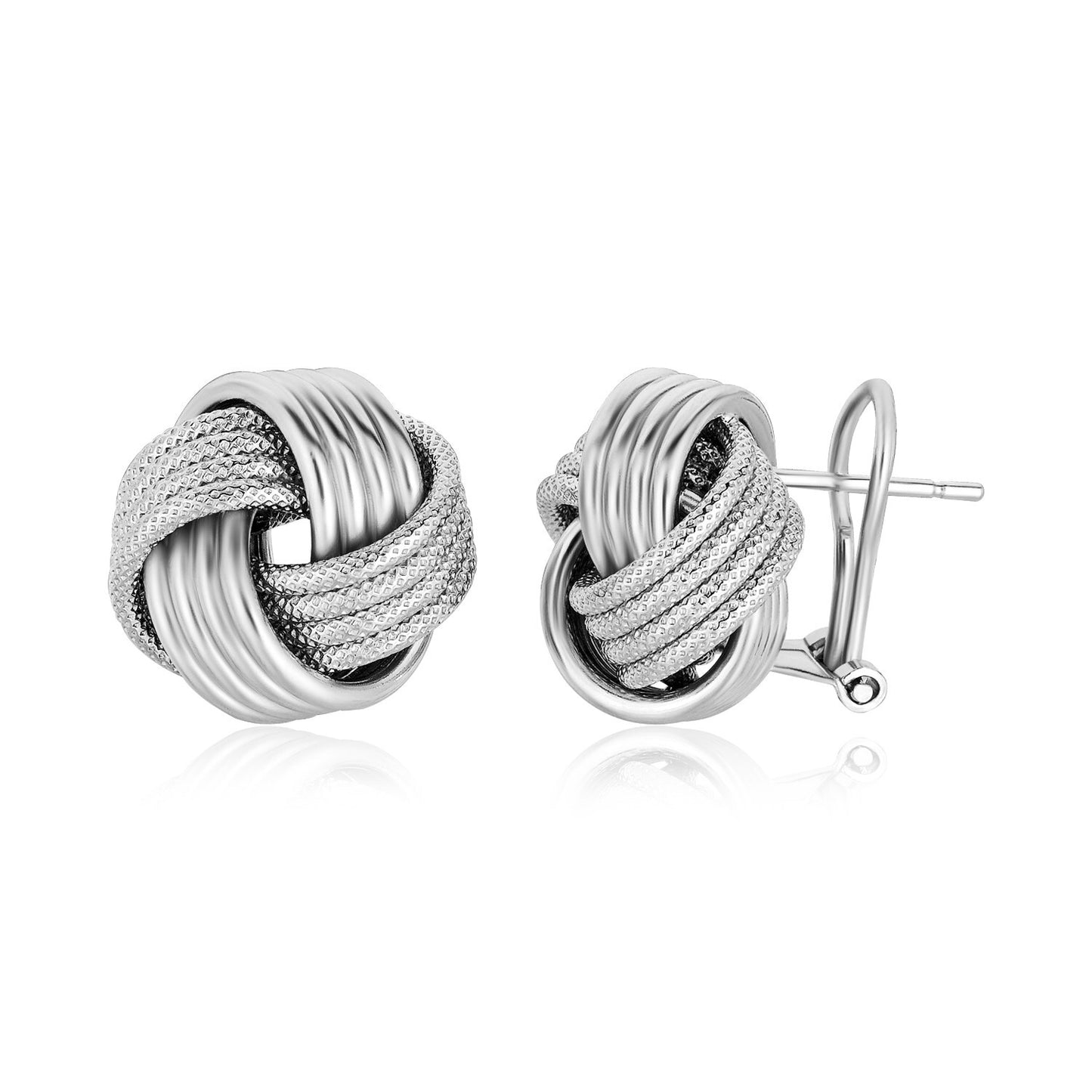 Sterling Silver Groove Textured Love Knot Earrings(14mm)