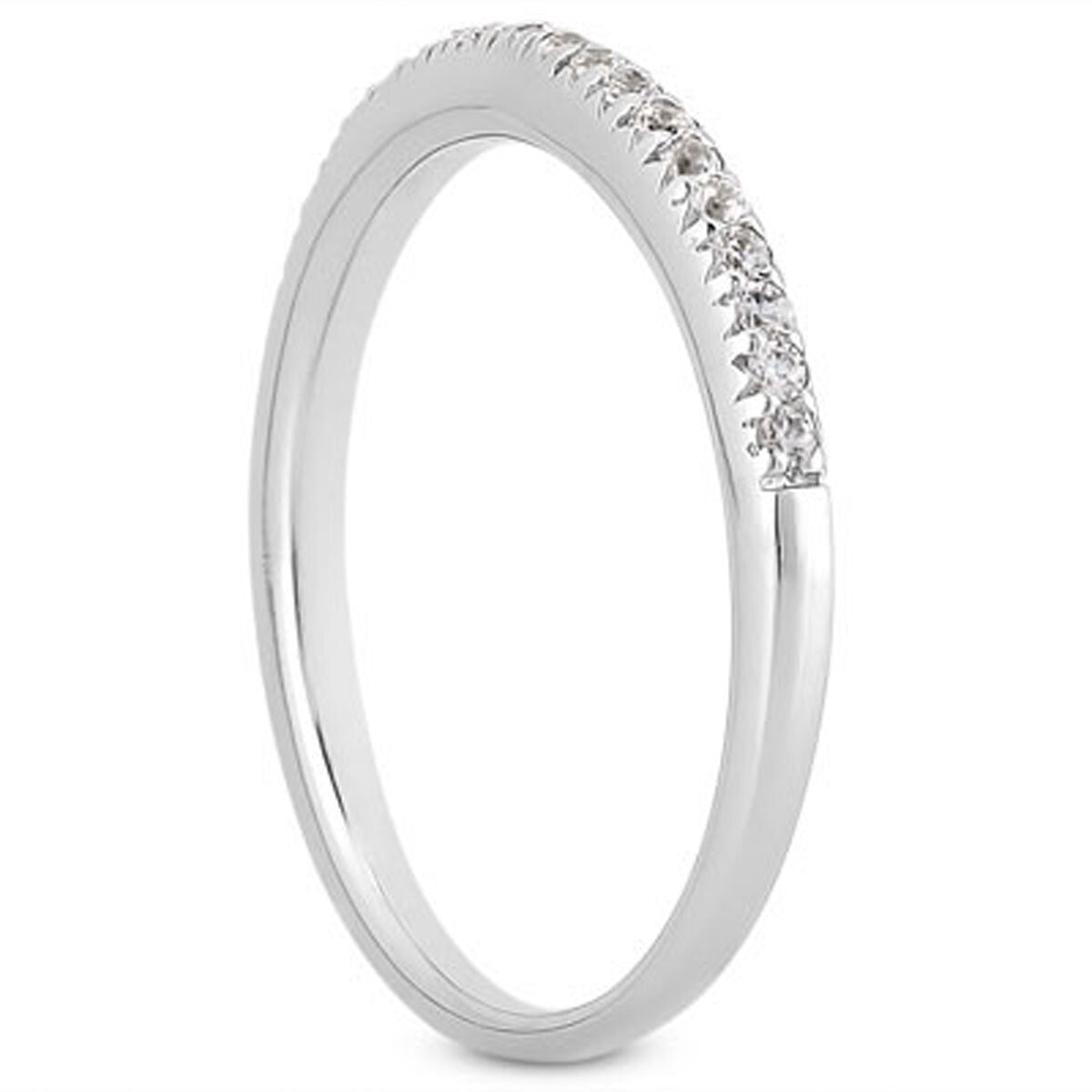 Size: 4 - 14k White Gold Fancy Engraved Pave Diamond Wedding Ring Band