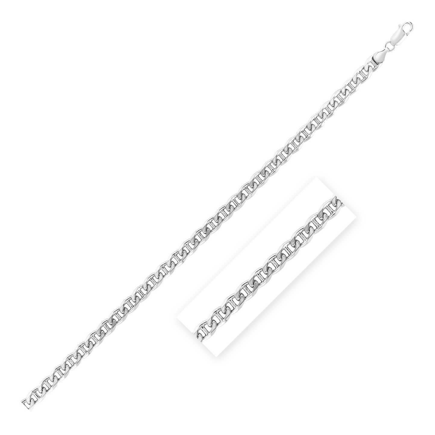 Size: 20'' - Sterling Silver Rhodium Plated Mariner Chain (6.00 mm)