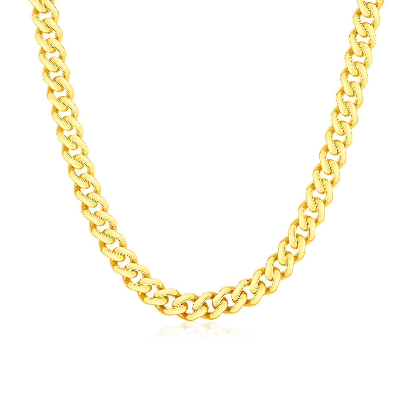 Size: 22'' - 14k Yellow Gold Polished Miami Cuban Chain Necklace