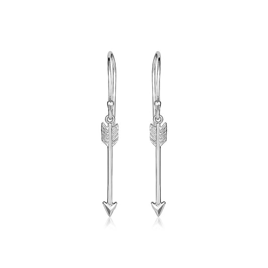 Sterling Silver Polished and Textured Arrow Earrings