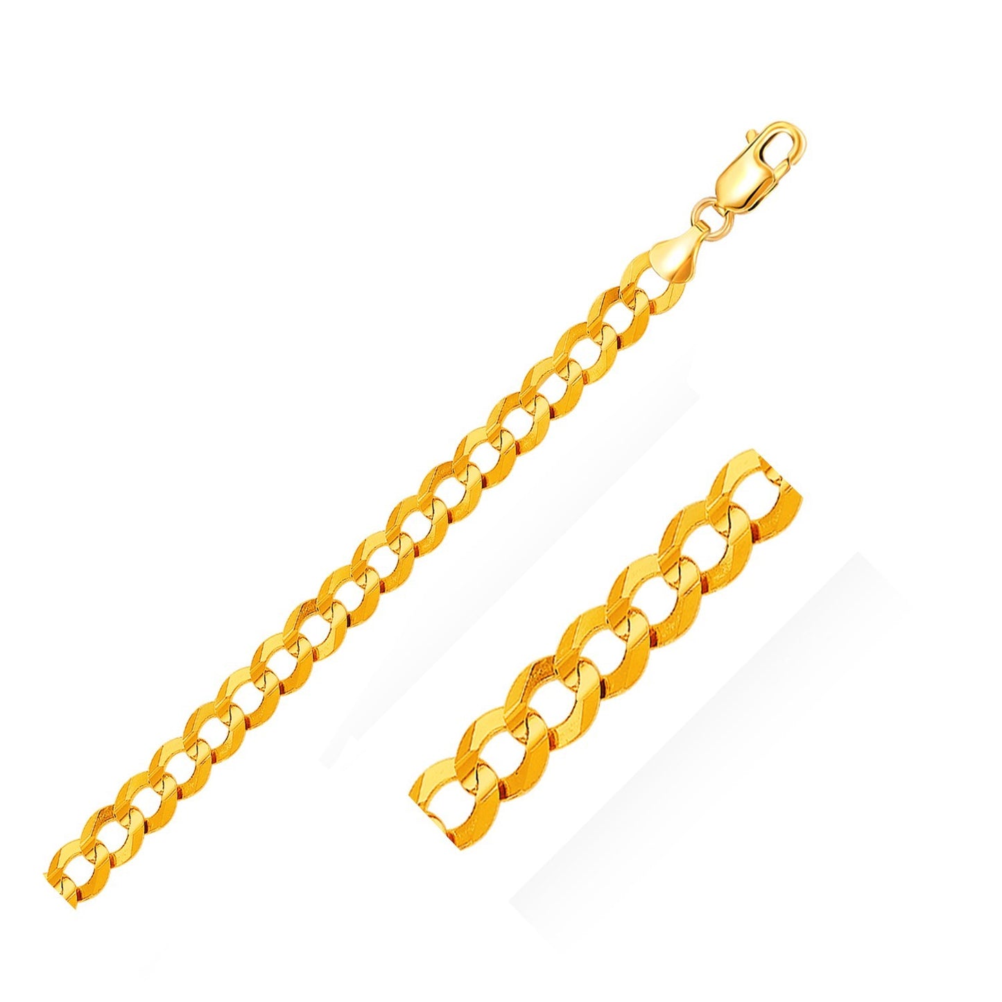 Size: 22'' - 10k Yellow Gold Curb Chain (7.00 mm)