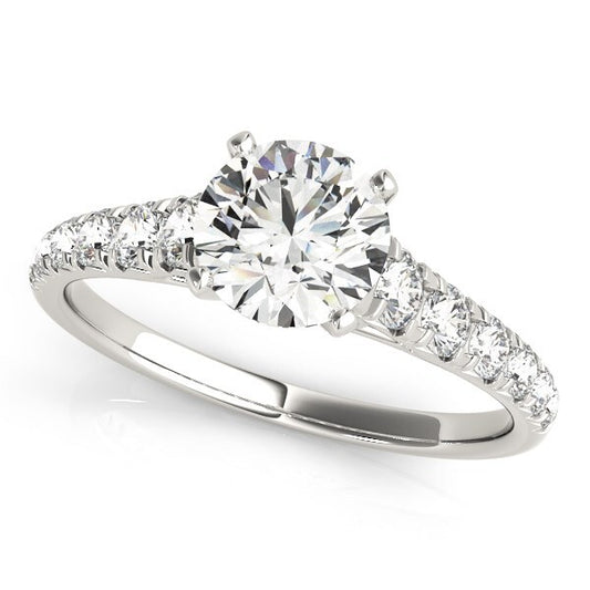 Size: 3.5 - 14k White Gold Prong Set Graduated Diamond Engagement Ring (1 7/8 cttw)