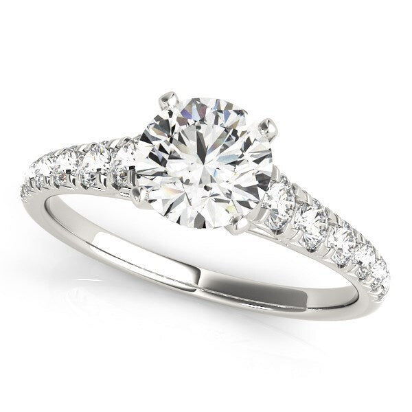 Size: 3 - 14k White Gold Prong Set Graduated Diamond Engagement Ring (1 7/8 cttw)