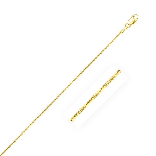 Size: 20'' - 14k Yellow Gold Round Snake Chain (0.90 mm)