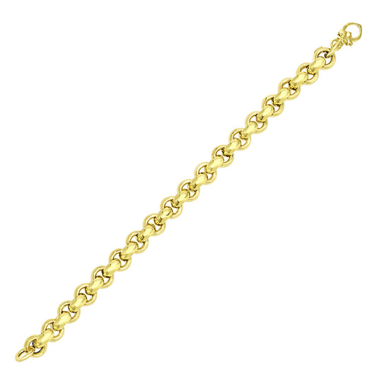 Size: 8'' - 14k Yellow Gold Rolo Design Shiny Bracelet