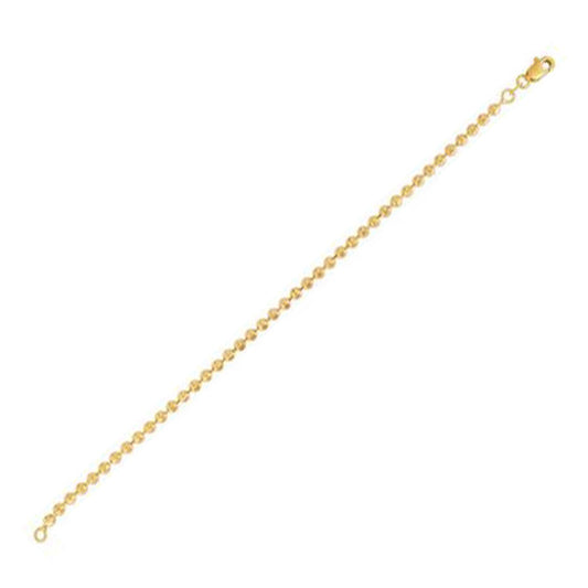 Size: 24 - Moon Cut Bead Chain in 14k Yellow Gold (3.00 mm)