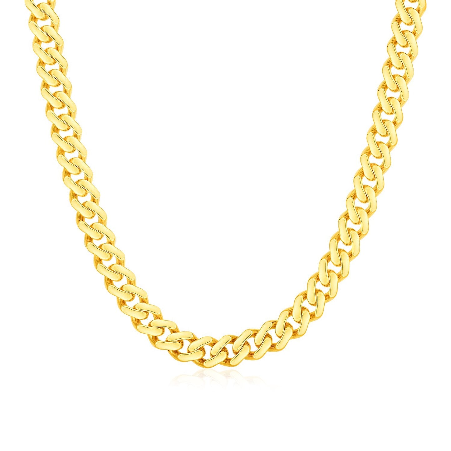 Size: 20'' - 14k Yellow Gold Polished Miami Cuban Chain Necklace