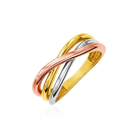 Size: 7 - 14k Tri Color Gold Twist Style Ring