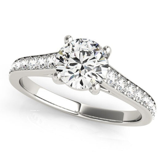 Size: 3.5 - 14k White Gold Graduated Single Row Diamond Engagement Ring (1 1/3 cttw)