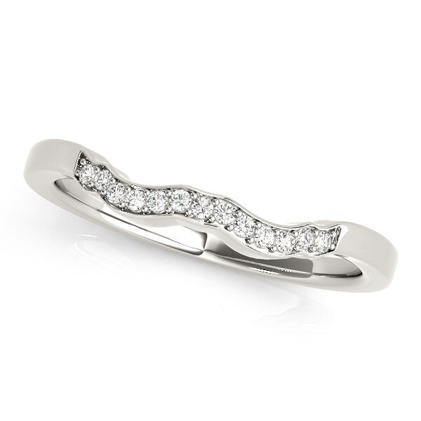 Size: 3.5 - 14k White Gold Wavy Style Diamond Wedding Ring (1/15 cttw)