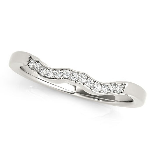 Size: 3.5 - 14k White Gold Wavy Style Diamond Wedding Ring (1/15 cttw)