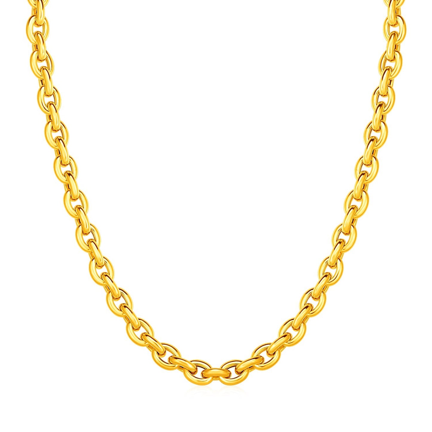 Size: 18'' - 14k Yellow Gold Polished Oval Link Necklace