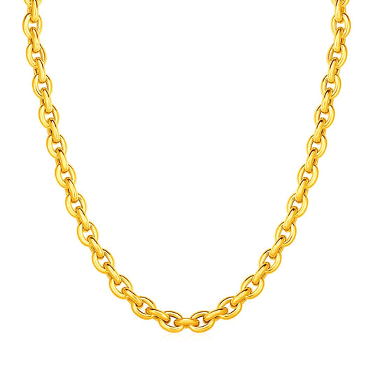 Size: 18'' - 14k Yellow Gold Polished Oval Link Necklace