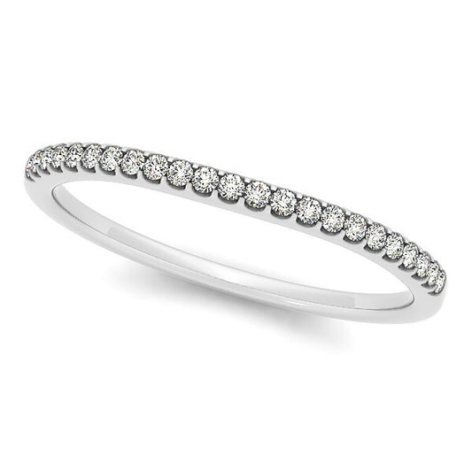 Size: 4 - 14k White Gold Scallop Setting Round Diamond Wedding Band (1/10 cttw)