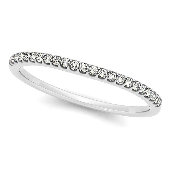 Size: 9 - 14k White Gold Scallop Setting Round Diamond Wedding Band (1/10 cttw)