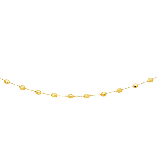 Size: 17'' - 14k Yellow Gold Necklace with Polished and Textured Pebble Stations