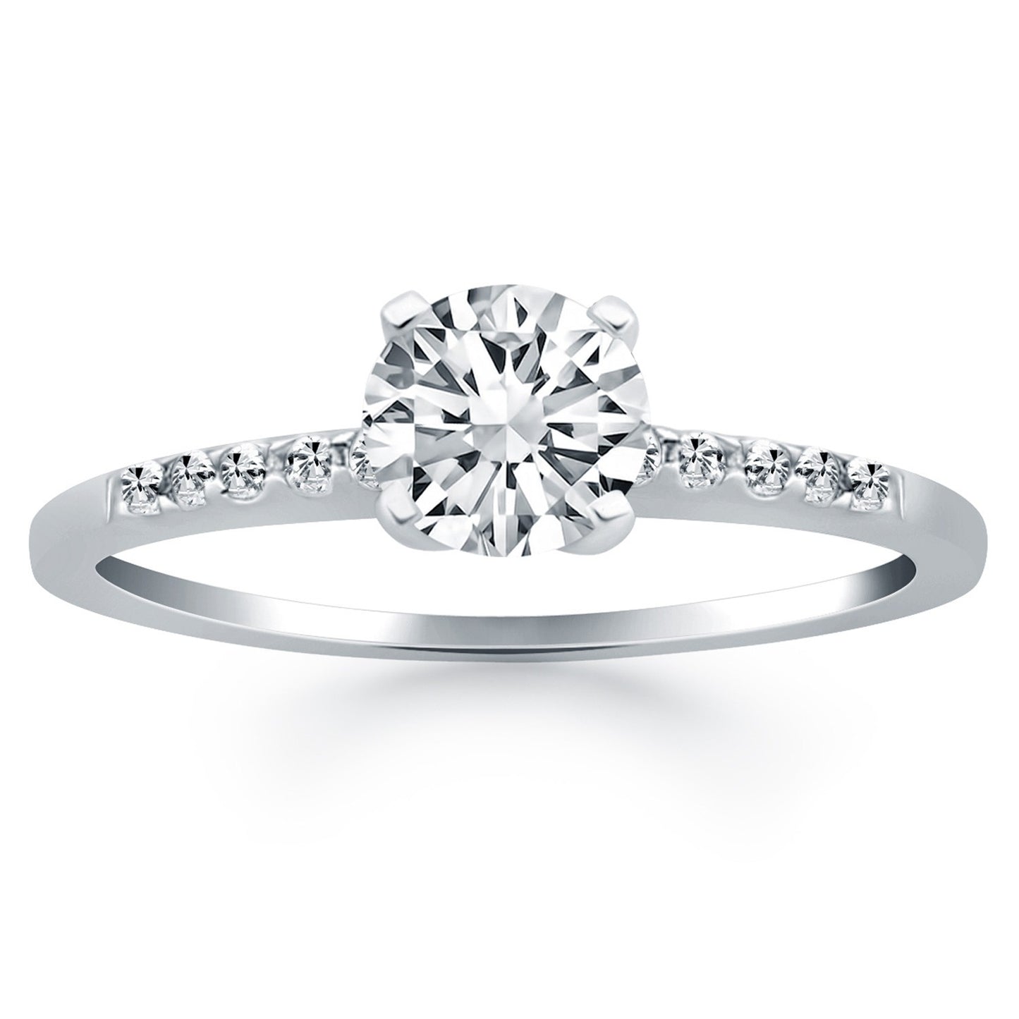 Size: 4.5 - 14k White Gold Engagement Ring with Diamond Band Design