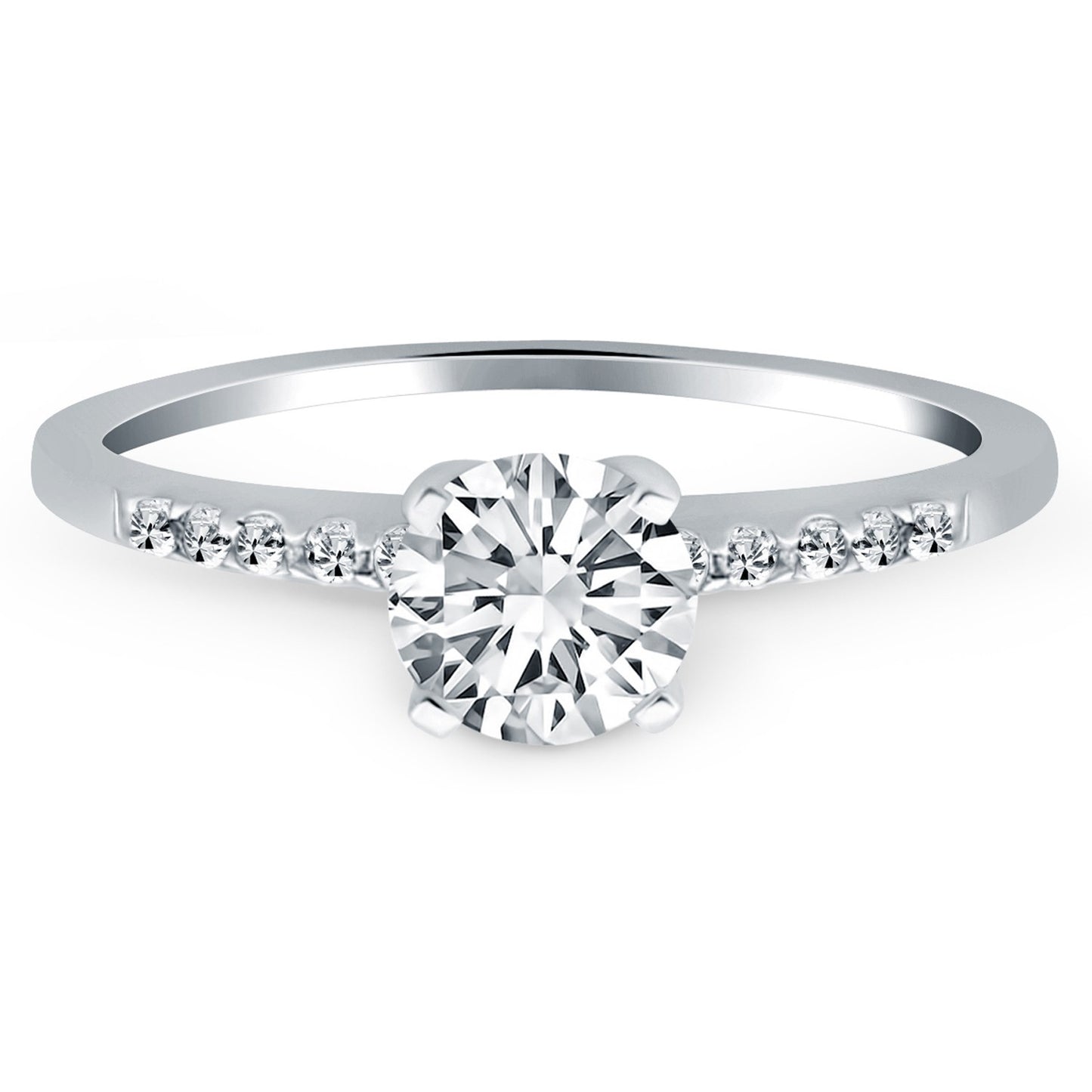 Size: 4.5 - 14k White Gold Engagement Ring with Diamond Band Design