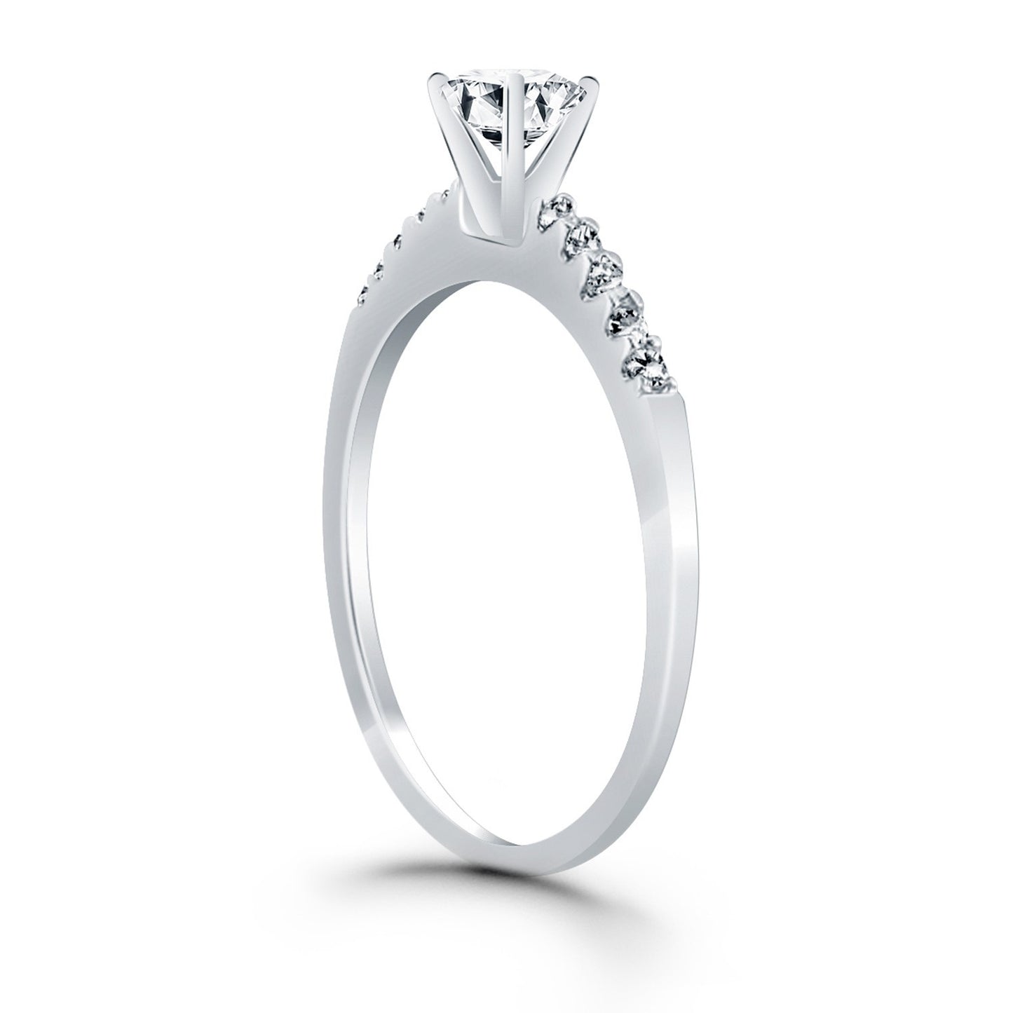 Size: 4.5 - 14k White Gold Engagement Ring with Diamond Band Design