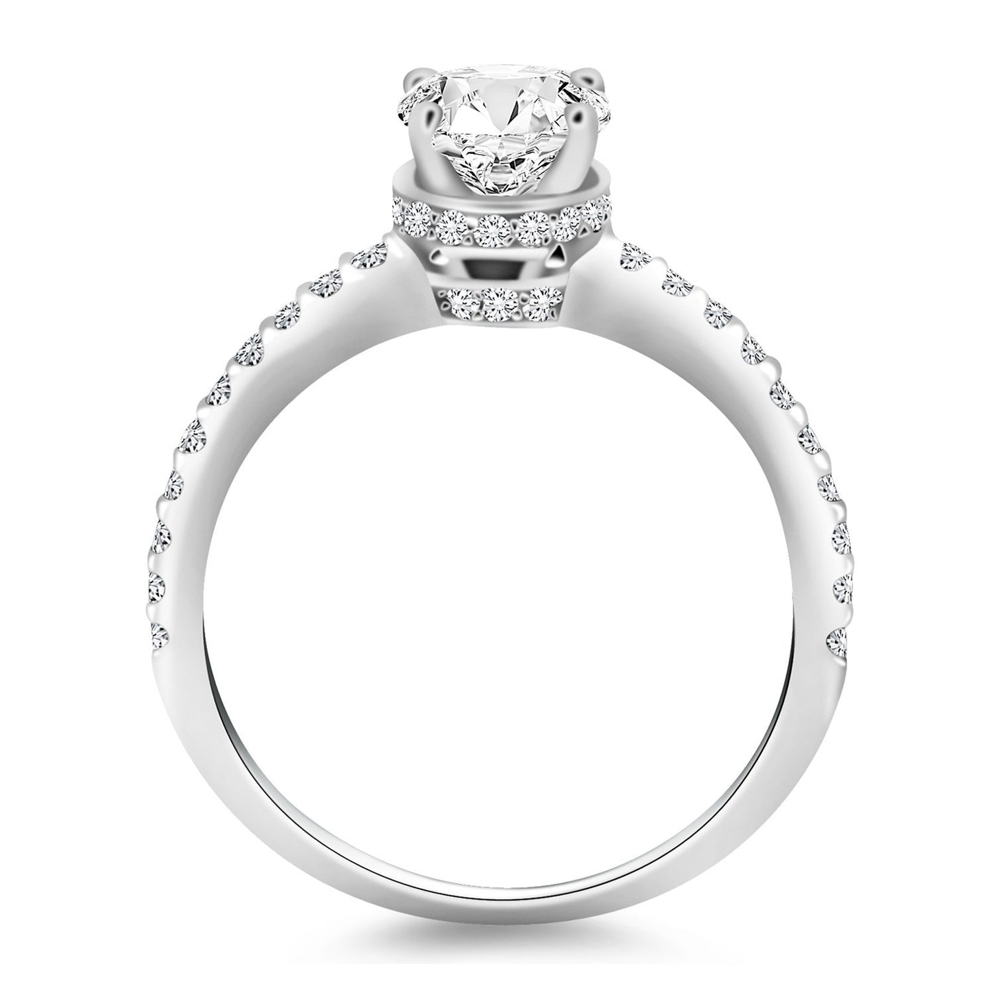 Size: 4.5 - 14k White Gold Diamond Collar Engagement Ring