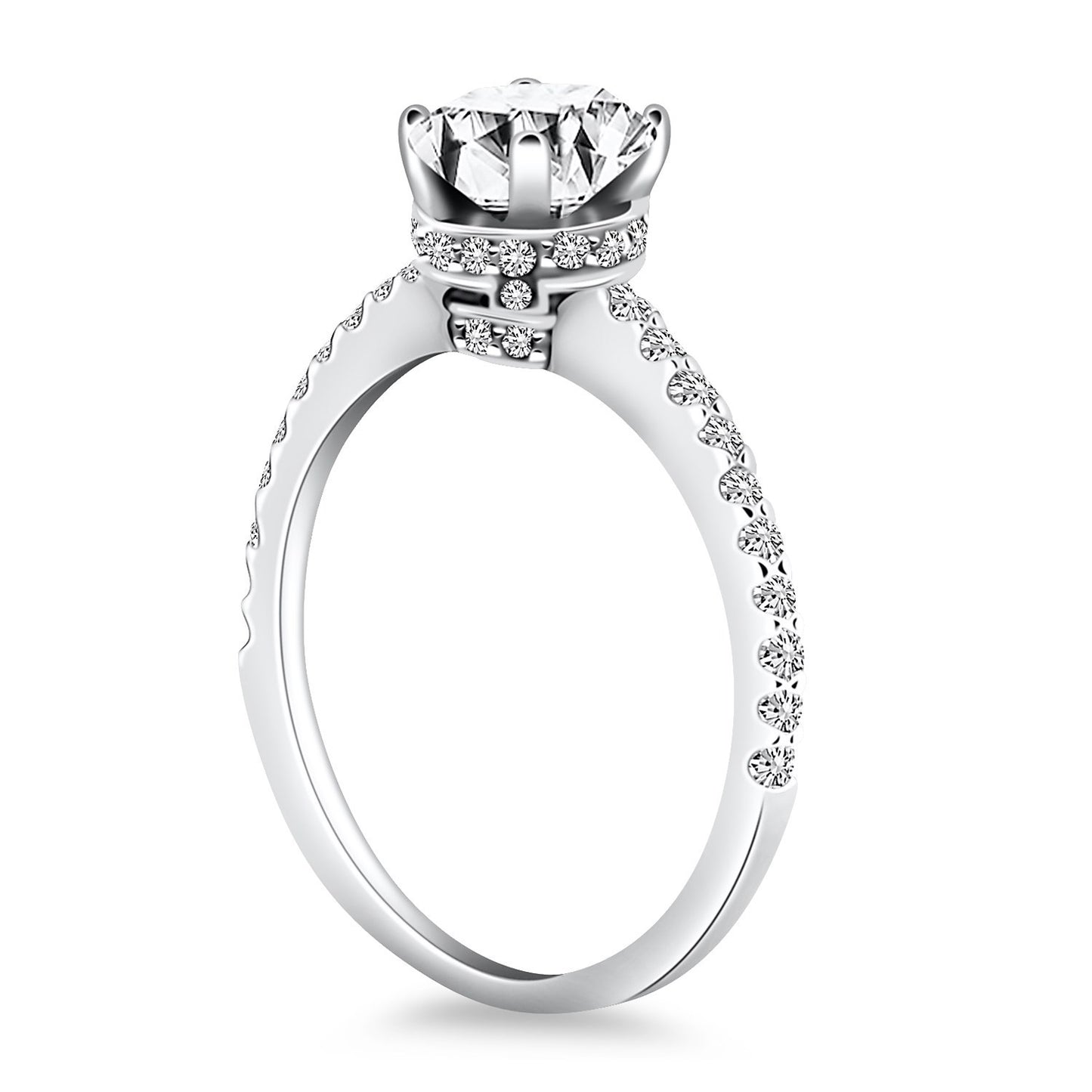 Size: 4.5 - 14k White Gold Diamond Collar Engagement Ring