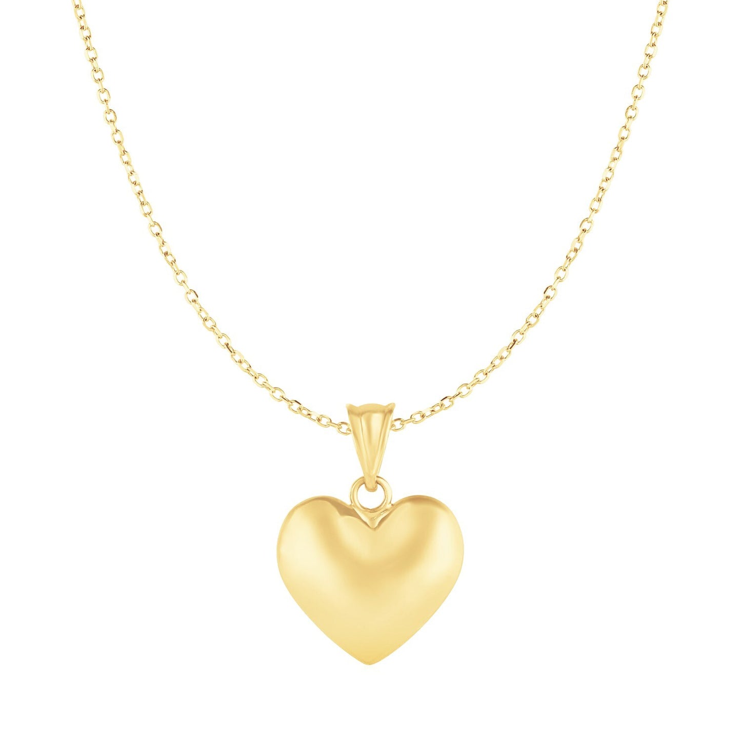 Size: 18 - Puffed Heart Pendant in 10k Yellow Gold