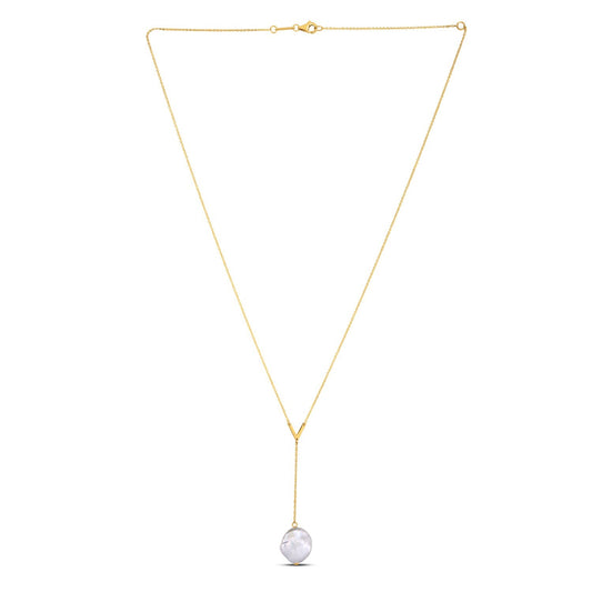 Size: 18 - 14k Yellow Gold Tesoro Pearl Lariat Necklace