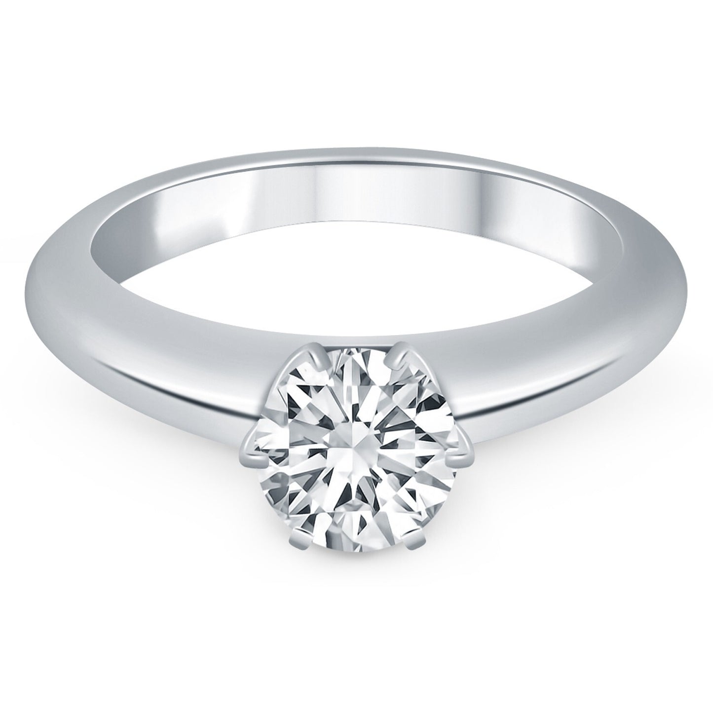 Size: 4.5 - 14k White Gold Solitaire Cathedral Engagement Ring Mounting