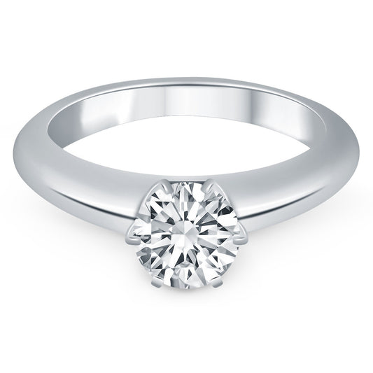 Size: 4.5 - 14k White Gold Solitaire Cathedral Engagement Ring Mounting