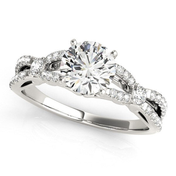 Size: 3.5 - 14k White Gold Diamond Engagement Ring with Multirow Split Shank (1 1/4 cttw)