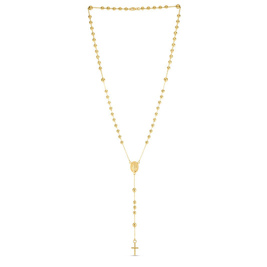 Size: 20 - 14K Yellow Gold Rosary Necklace