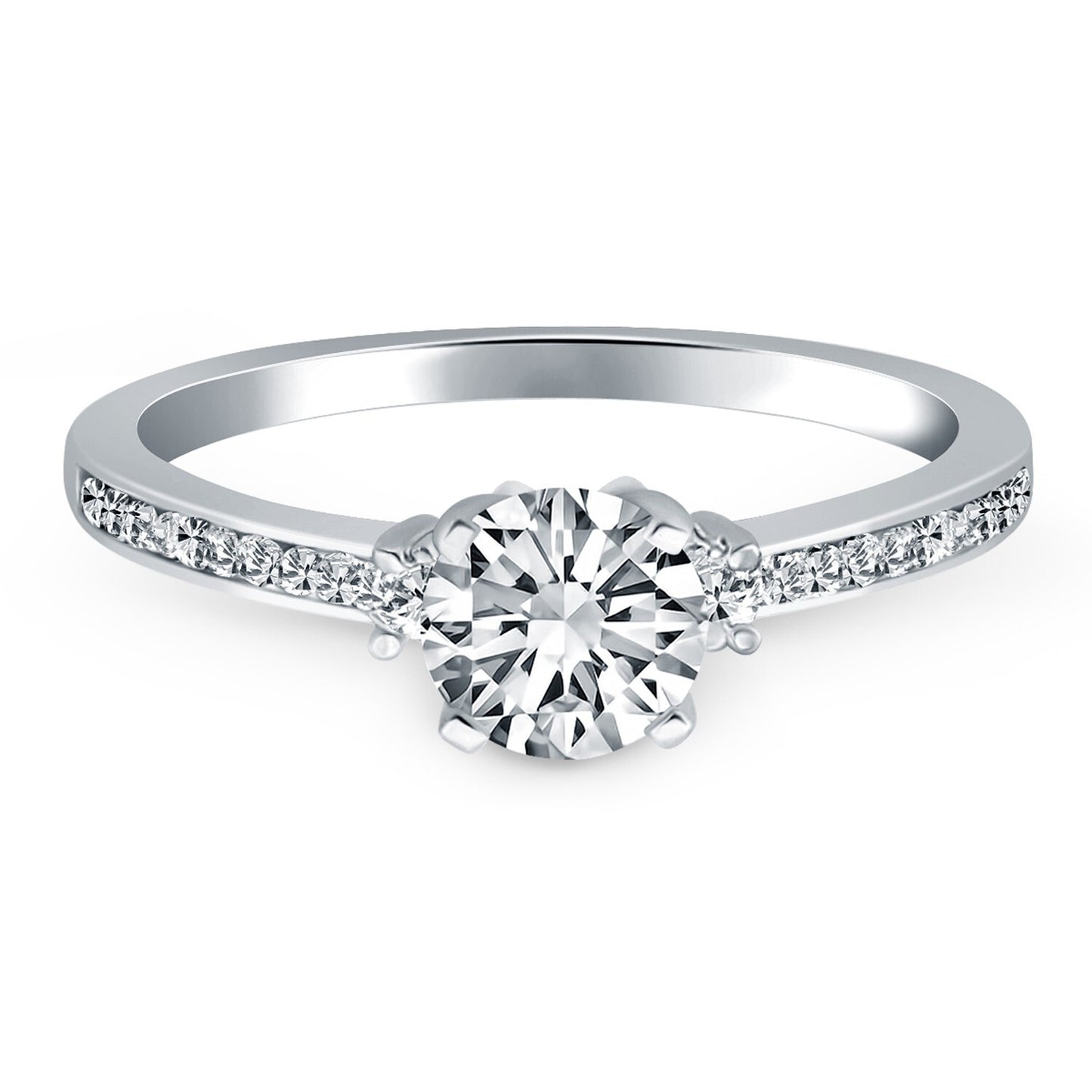 Size: 4.5 - 14k White Gold Diamond Accent Engagement Ring Mounting